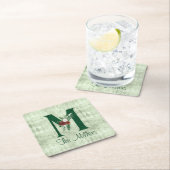 Winter Floral Illustrated Letter M Personalized Kartonnen Onderzetters (Insitu)