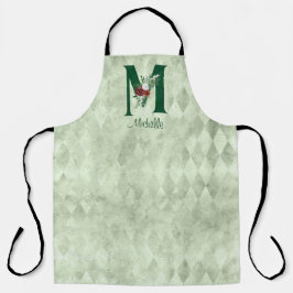 Winter Floral Illustrated Letter M Personalized Schort