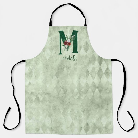 Winter Floral Illustrated Letter M Personalized Schort (Voorkant)