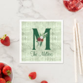 Winter Floral Illustrated Letter M Personalized Servet (Insitu)