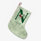 Winter Floral Illustrated Letter N Personalized Kleine Kerstsok (Voorkant (Hangend))
