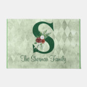 Winter Floral Illustrated Letter S Personalized Deurmat (Voorkant)