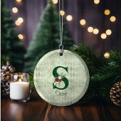 Winter Floral Illustrated Letter S Personalized Keramisch Ornament