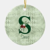 Winter Floral Illustrated Letter S Personalized Keramisch Ornament (Voorkant)