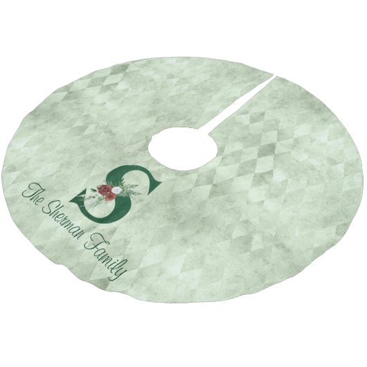 Winter Floral Illustrated Letter S Personalized Kerstboom Rok (Gekanteld)