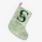 Winter Floral Illustrated Letter S Personalized Kleine Kerstsok (Voorkant (Hangend))