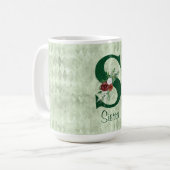 Winter Floral Illustrated Letter S Personalized Koffiemok (Voorkant links)