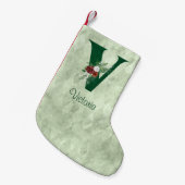 Winter Floral Illustrated Letter V Personalized Kleine Kerstsok (Voorkant (Hangend))