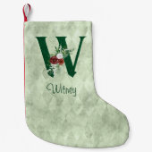 Winter Floral Illustrated Letter W Personalized Kleine Kerstsok (Voorkant)