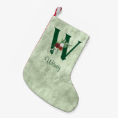 Winter Floral Illustrated Letter W Personalized Kleine Kerstsok (Voorkant (Hangend))