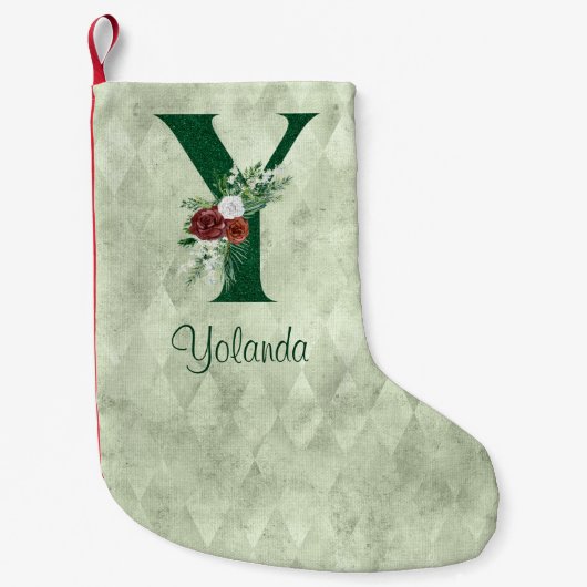 Winter Floral Illustrated Letter Y Personalized Kleine Kerstsok (Voorkant)