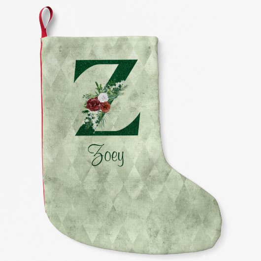 Winter Floral Illustrated Letter Z Personalized Kleine Kerstsok (Voorkant)