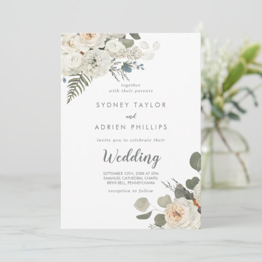 Winter Floral Informal Weddenschap Kaart (Staand voorkant)