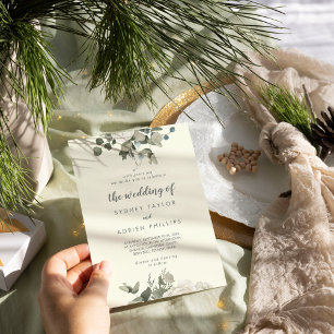 Winter Floral   Ivory the Wedding of Invitation Kaart