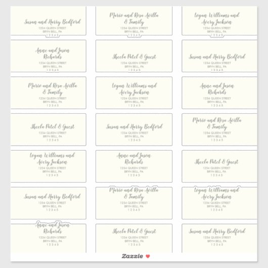 Winter Floral | Ivory Wedding Guest Adresetiketten Sticker (Vel)