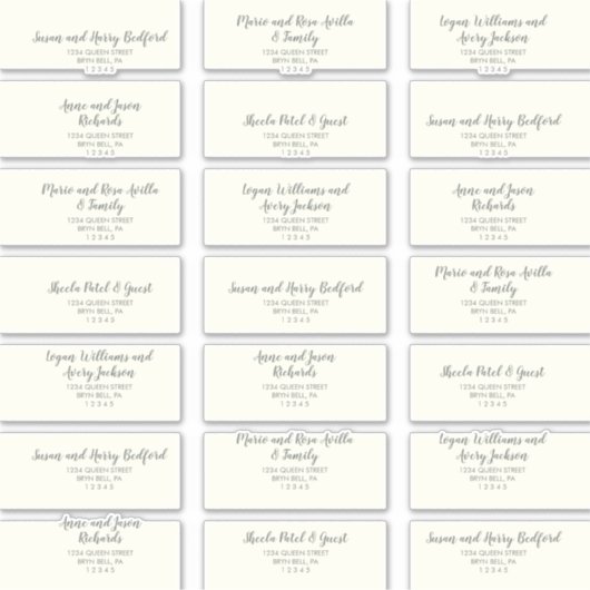 Winter Floral | Ivory Wedding Guest Adresetiketten Sticker (Voorkant)