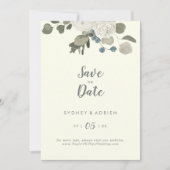 Winter Floral | Ivory Wedding Save the Date (Voorkant)