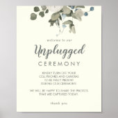 Winter Floral | Ivory Wedding Unplugged Ceremony Poster (Voorkant)