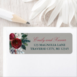 Winter Floral kerstfeestdag december Etiket