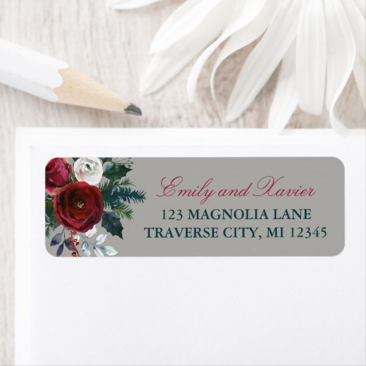 Winter Floral kerstfeestdag december Etiket (Insitu)