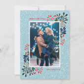 Winter Floral kerstfoto Feestdagenkaart (Voorkant)