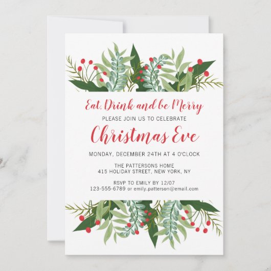 Winter Floral | Kerstmis Kaart (Voorkant)