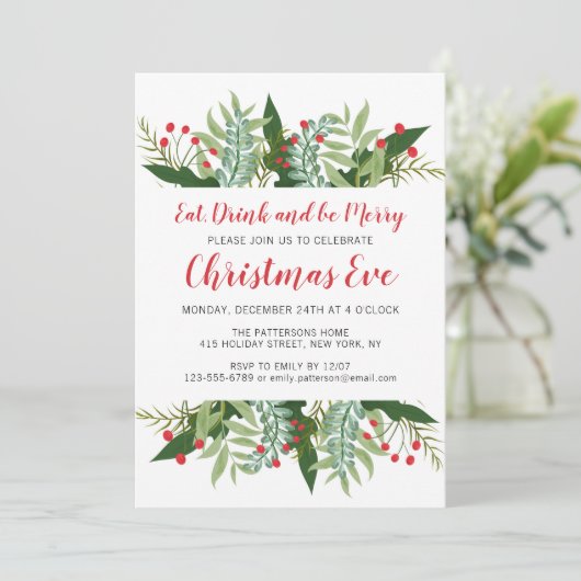 Winter Floral | Kerstmis Kaart (Staand voorkant)