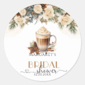 Winter Floral Koffie Vrijgezellenfeest Ronde Stick Ronde Sticker (Voorkant)