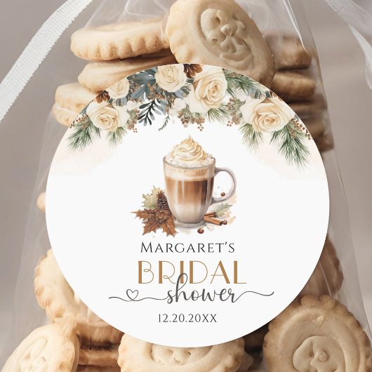 Winter Floral Koffie Vrijgezellenfeest Ronde Stick Ronde Sticker