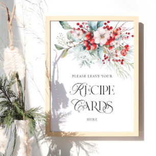 Winter Floral Laat hier uw Recept Kaart achter Poster