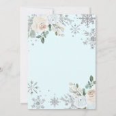 Winter Floral Light Blue en Silver Quinceanera Kaart (Achterkant)