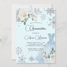 Winter Floral Light Blue en Silver Quinceanera