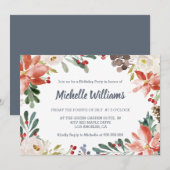 Winter Floral Lijst Berries verlaat volwassen verj Kaart (Voorkant / Achterkant)