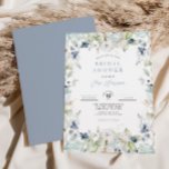 Winter Floral Lijst Bridal Shower Kaart<br><div class="desc">Viel de bruid-om-te-zijn met deze winter de bruiddoucheuitnodiging met een zacht blauw waterverf bloemig lijst.</div>