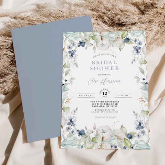 Winter Floral Lijst Bridal Shower Kaart