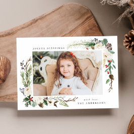 Winter Floral Lijst | Vakantieknopkaart Feestdagenkaart