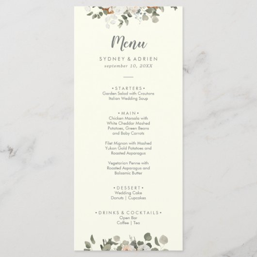 Winter Floral | Menu Ivory Wedding Dinner (Voorkant)