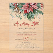 Winter Floral Merry Little Christmas Party Acryl Uitnodigingen (Voorkant)