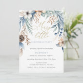 Winter Floral Merry Little Christmas Party Kaart (Staand voorkant)