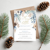 Winter Floral Merry Little Christmas Party Kaart