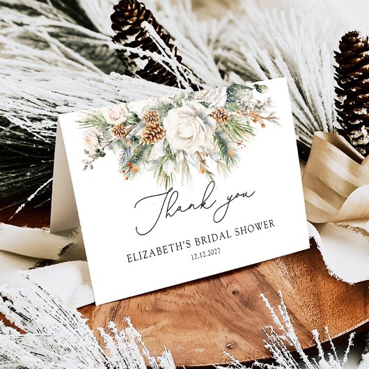 Winter Floral Modern Vrijgezellenfeest Dank u kaar Bedankkaart