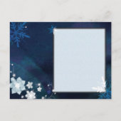 Winter Floral Navy Blue Wedding Save the Date Aankondigingskaart (Achterkant)