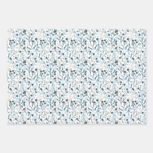 Winter Floral Pattern Inpakpapier Vel (Voorkant 2)