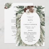 Winter Floral & Pine 2 huwelijksceremonie programm Kaart (Voorkant / Achterkant)