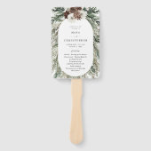 Winter Floral & Pine 2 huwelijksprogramma Handwaaier (Voorkant)