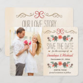Winter Floral Pine Cone Kerstmis behalve datum Save The Date (Voorkant / Achterkant)