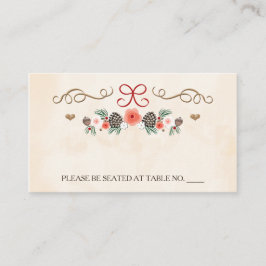 Winter Floral Pine Cone Trouwplaats Plaatskaartje