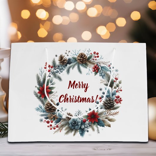 Winter Floral Pine Kegels Krans Groot Cadeauzakje