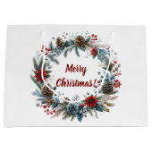 Winter Floral Pine Kegels Krans Groot Cadeauzakje (Voorkant)