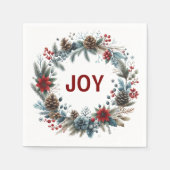 Winter Floral Pine Kegels Krans Servet (Voorkant)